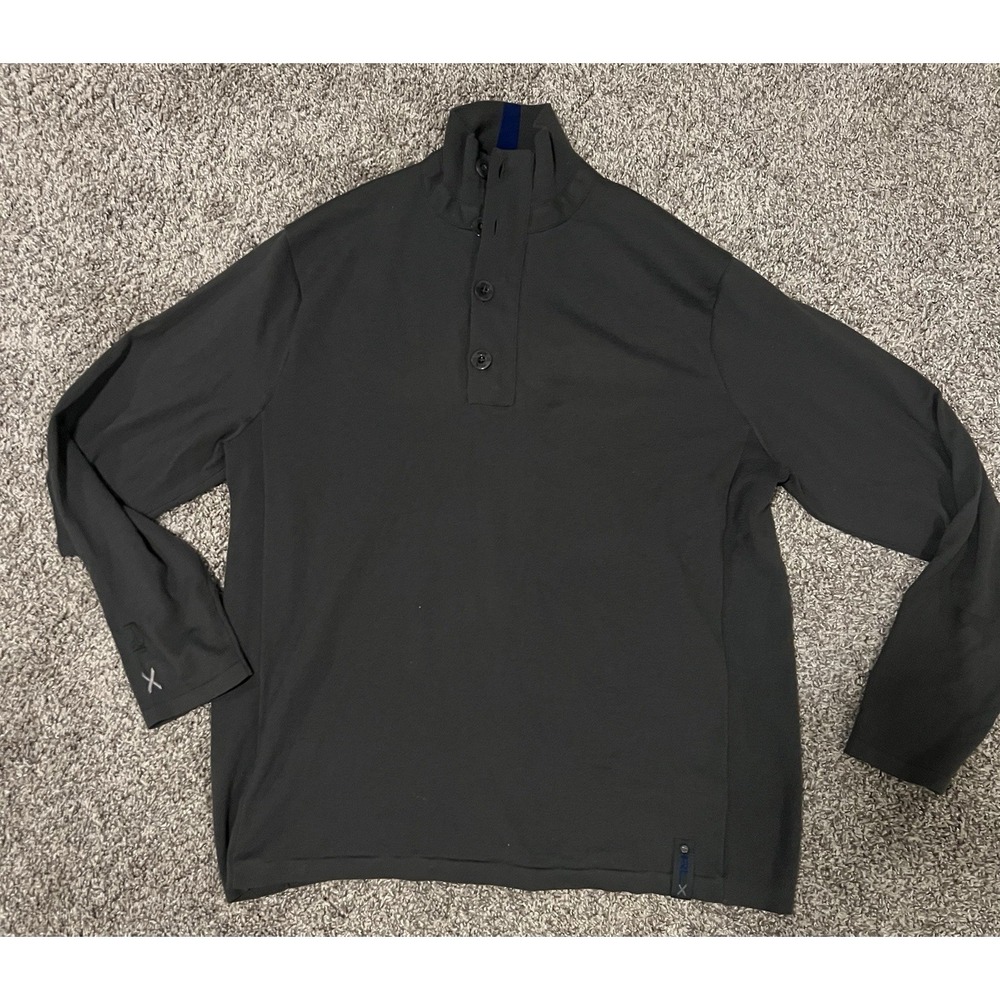 Ralph Lauren RLX Mens XL Gray Charcoal Wool Blend Pullover Golf 1/4 Zip Button